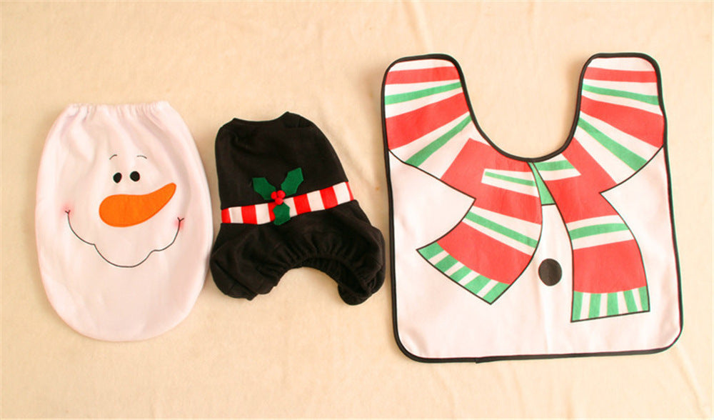 USA Local Merry Christmas Bathroom Curtain Santa Claus Toilet Seat Christmas Decorations