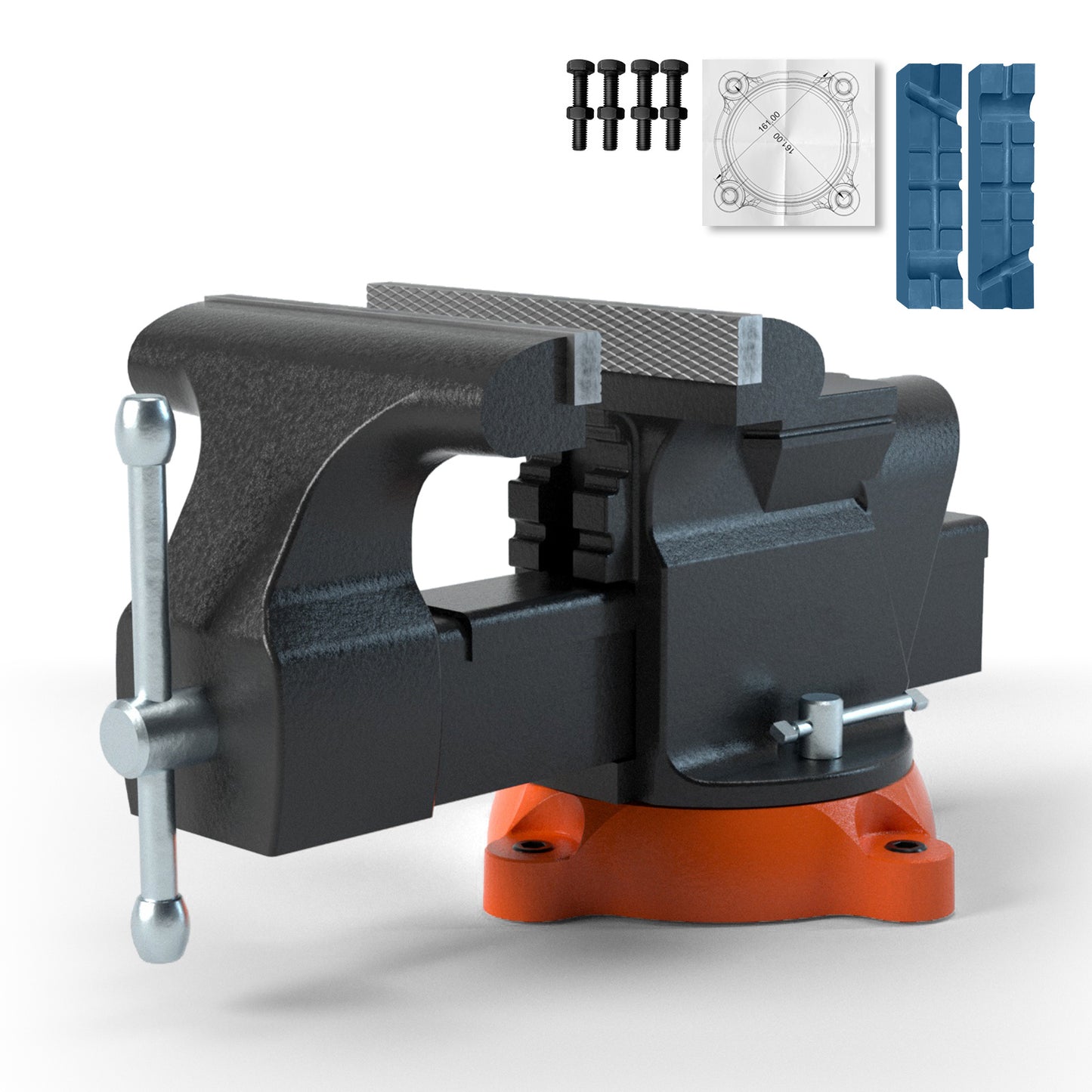 US Local VEVOR 6inch Bench Vise W Anvil Swivel Locking Base Heavy Duty Ductile Iron