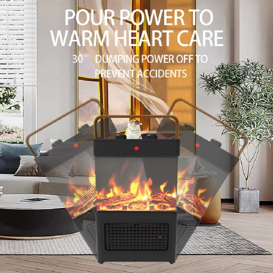 US Local 1500W Electric Fireplace Heater With Realistic 3D LED Flame, Overheat & Tip-Over Protection, Portable Indoor Heater For Home Office, Christmas Decorative Warmth