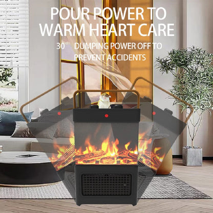 US Local 1500W Electric Fireplace Heater With Realistic 3D LED Flame, Overheat & Tip-Over Protection, Portable Indoor Heater For Home Office, Christmas Decorative Warmth