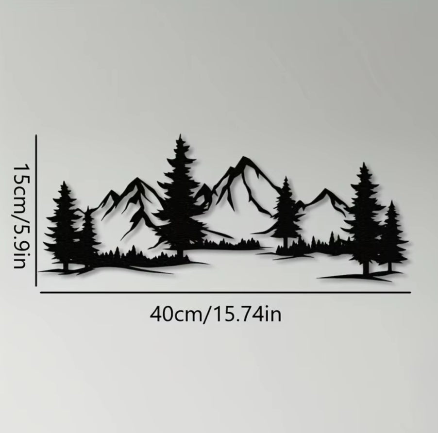US Local Rustic Metallic Wall Art,Evergreen Forest Mountain Design,Great For Child's Room
