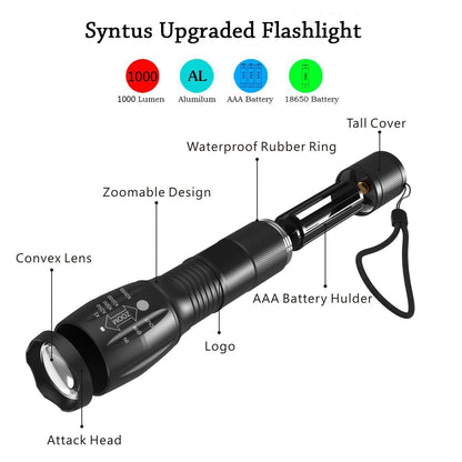 US Local Portable Mini Flashlight LED ZOOM Torch Hunting Zoomable Flashlight Torch Light