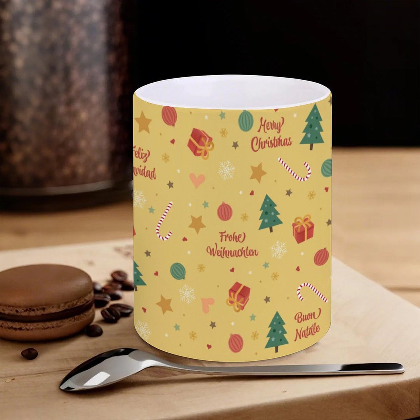 POD US Local White mug with full print, Christmas Yellow 0023