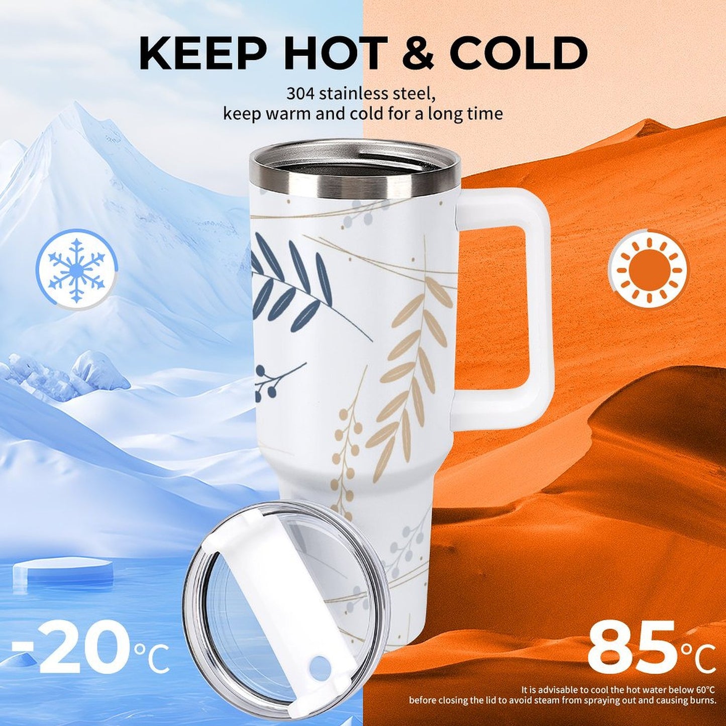 PHDT00389 POD US Local Tumbler 40 oz Large Capacity Car Cup Leaf