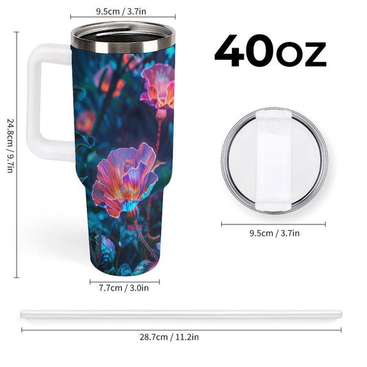 PHDT00139 POD US Local Tumbler 40 oz Large Capacity Car Cup Fluorescence, Flowers, Forests