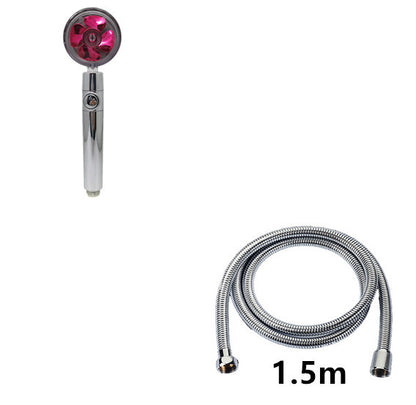 US Local Propeller Driven Shower Head With Stop Button And Cotton Filter Turbocharged High Pressure Handheld Shower Nozzle