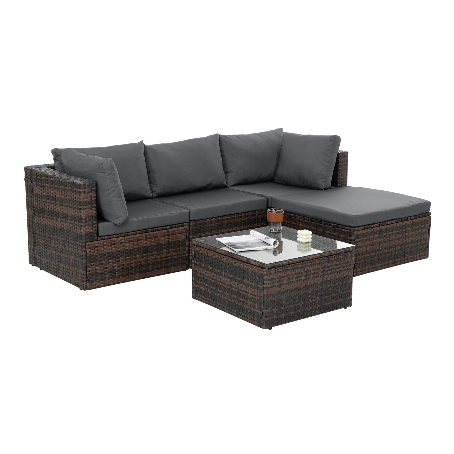 USA Local Patio Furniture, Outdoor Furniture, Seasonal PE Wicker Furniture, 5 Set Wicker Furniture With Temper