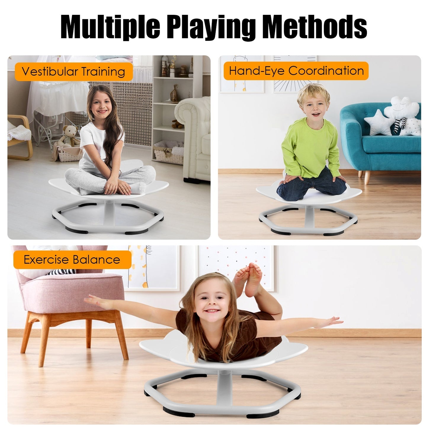 US Local 1Pc Kids Spinning Chair Autism Sensory Swivel Chair Balancing Seat Toy Rotation Chair For Autistic Kids Train Body Coordination Relieve Motion Sickness For Over 3 Years Old Kids