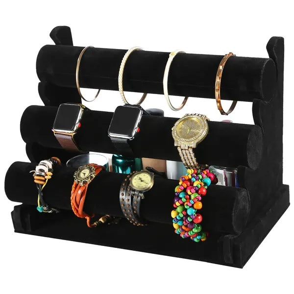 US Local 3-Tier Velvet Jewelry Stand Removable Bracelet Holder Watch Jewelry Bangle Display Rack
