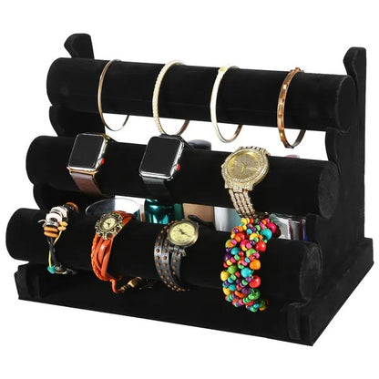 US Local 3-Tier Velvet Jewelry Stand Removable Bracelet Holder Watch Jewelry Bangle Display Rack