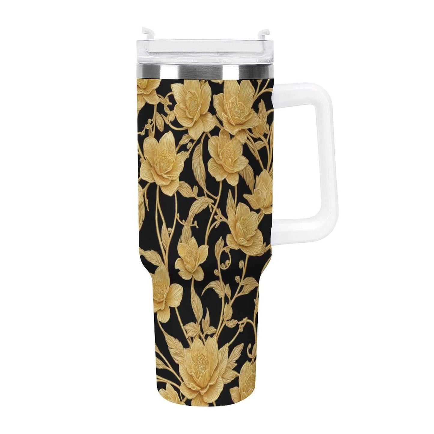 PHDT00033 POD US Local Tumbler 40 oz Large Capacity Car Cup Gold, Flowers
