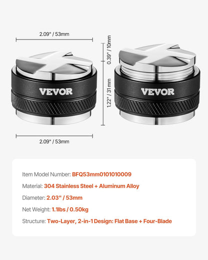 US Local 53mm Coffee Distributor 2-in-1 Adjustable Espresso Distributor For Home