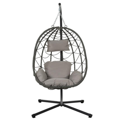 US Local Indoor And Outdoor Swing Chair With Stand, Patio Wicker Hanging Egg Chair, Hanging Basket Chair Suitable For Bedroom, Living Room And Balcony