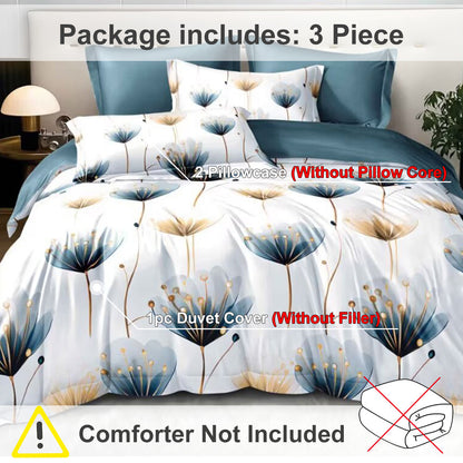 US Local 3 piece Set Of Simple And Fresh Blue And White Floral Duvet Cover, Polyester Bedroom Decoration Bedding Set Twin Full Queen King Size
