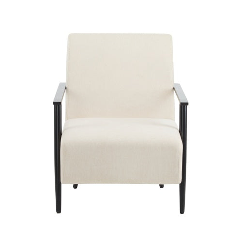 US Local 26.38 Modern Beige Lounge Chair With Polyester Upholstery And Sturdy Metal Frame, Ideal For Living Room, Bedroom, Or Office