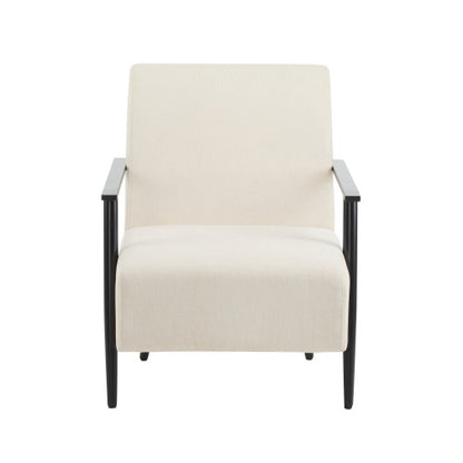US Local 26.38 Modern Beige Lounge Chair With Polyester Upholstery And Sturdy Metal Frame, Ideal For Living Room, Bedroom, Or Office