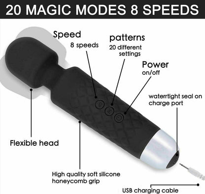 US Local Magic Massage Wand Muscle Relaxation Massager 20 Speed Vibrating Full Body Therapy Motor