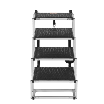 US Local VEVOR Dog Stair For Cars 4-step Folding Dog Steps Aluminum Loads Up To 150 Lbs
