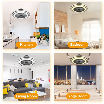 US Local 20.5in Ceiling Fan With Light Round Pendant Fan Lamp 30W LED Ceiling Fan With 3-Fan Speed Remote Control Timer APP Control