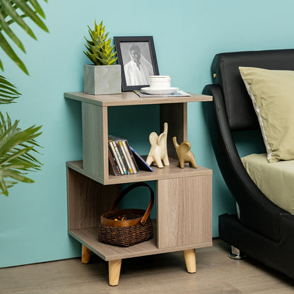 US Local 2 Pieces Wooden Modern Nightstand Set With Legs For Living Room