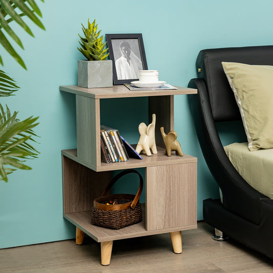 US Local 2 Pieces Wooden Modern Nightstand Set With Legs For Living Room
