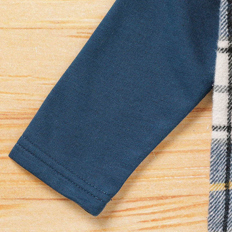 US Local Toddler Baby Boy Clothes Plaid Long Sleeve Hoodie Sweatshirt & Pants 2pcs Boys Outfit Set