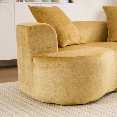 US Local Moon Shaped Sofa, Modern Sleeper Cat Waist Sofa With Deep Seat, Non Assembly Sponge Compression Sofa