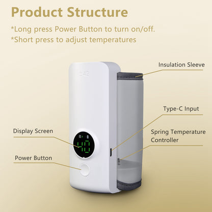 US Local 1 Pc Portable Bottle Warmer Baby Milk Warmer Milk Formula Warmer For Travel With 6 Heating Levels USB Rechargeable Keep Milk Warm For 5 Hours No Bottle Included