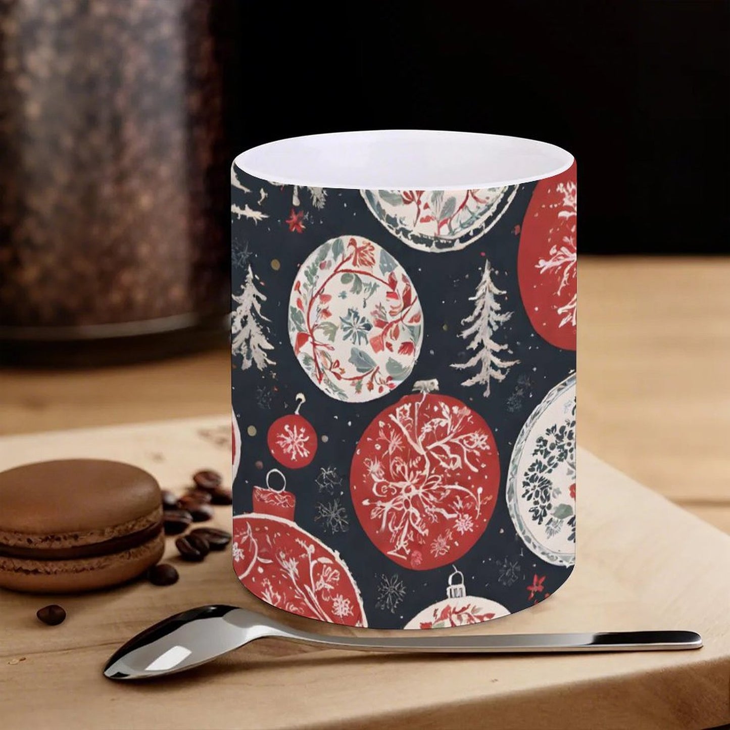 POD US Local White mug with full print, Christmas, Colored Balls 0056