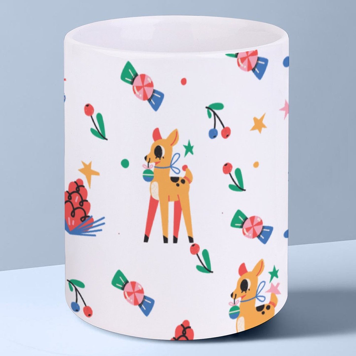 POD US Local White mug with full print, Christmas Deer 0014