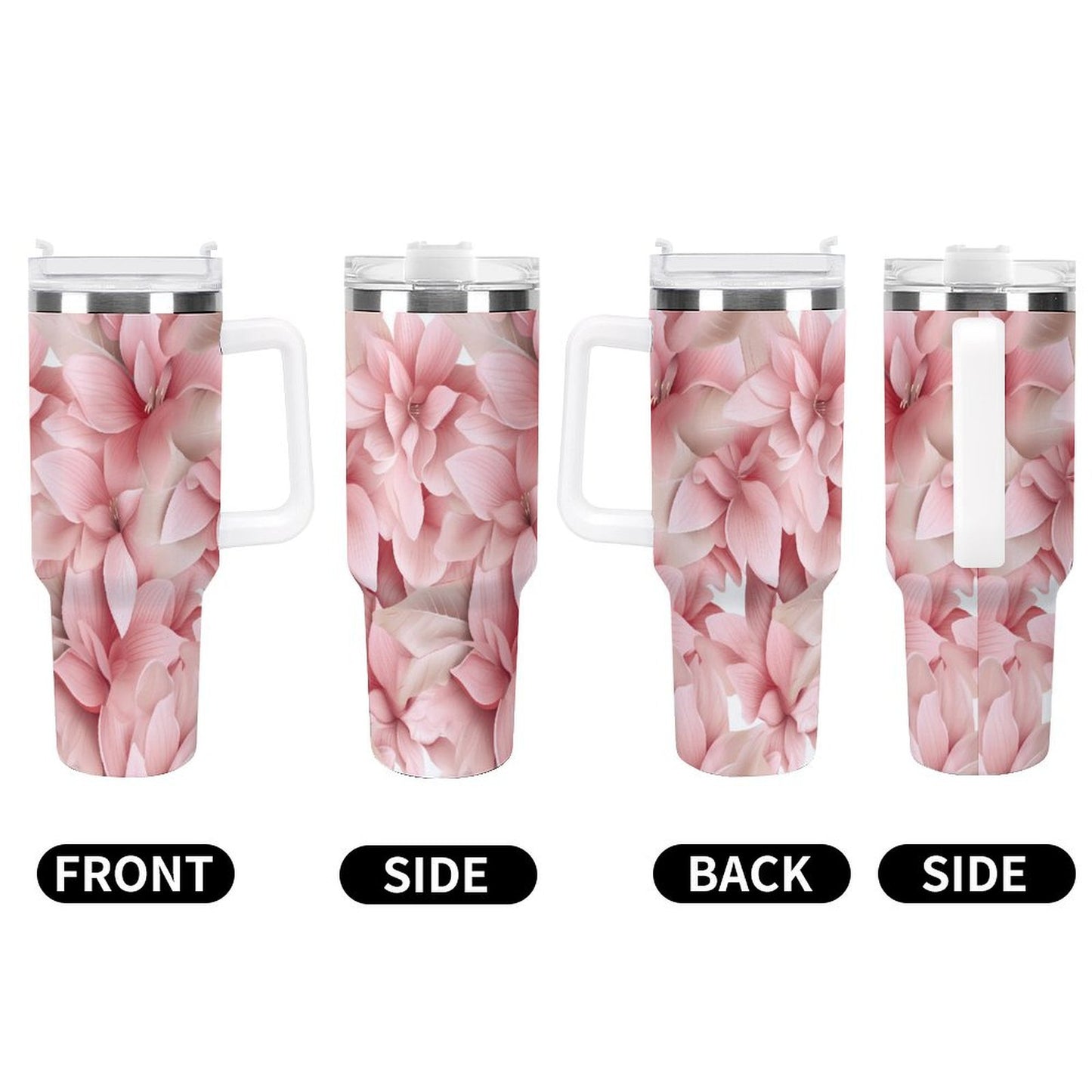 PHDT00131 POD US Local Tumbler 40 oz Large Capacity Car Cup 3D Pink Flowers