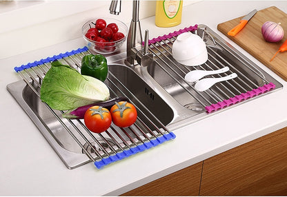 US Local Folding Kitchen Drain Sink Rack Stainless Steel