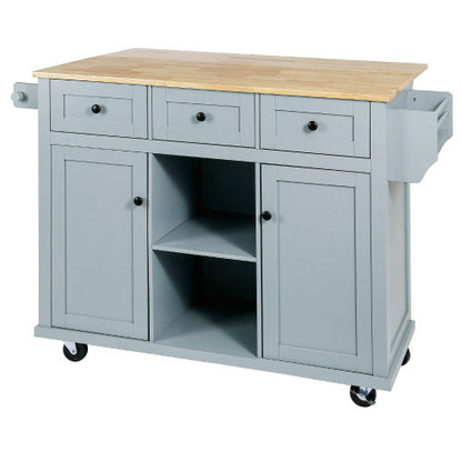 US Local Kitchen Trolley With Rubberwood Folding Leaf Countertops