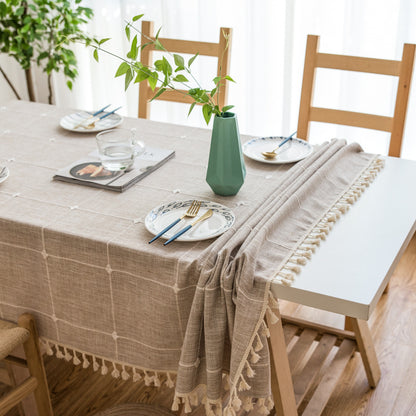 Pastoral Plaid Tassel Tablecloth