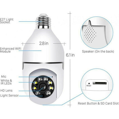 US Local IR E27 Light Bulb Camera 1080P HD Wireless Wifi Smart Home Security Camera