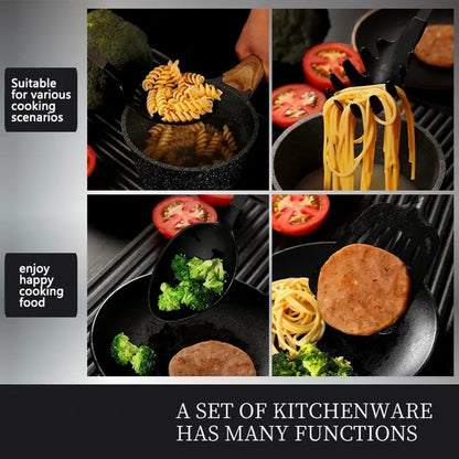 US Local High Quality 5-piece Cooking Utensil Set - Stainless Steel Handle And Nylon Faucet, Non Stick Pan, Heat-resistant, Suitable For Home Use, Kitchen Gift, USPS Shipping, Supports Self Pickup