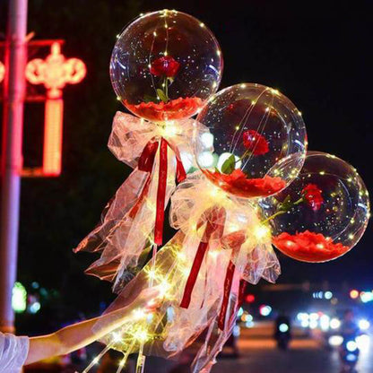 US Local LED Luminous Balloon Rose Bouquet Transparent Bobo Ball Rose