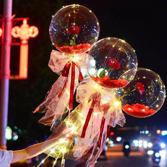 USA Local LED Luminous Balloon Rose Bouquet Transparent Bobo Ball Rose