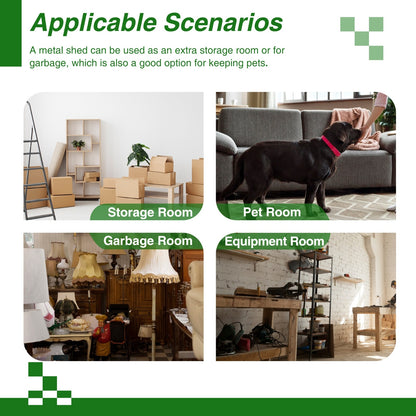 US Local 10X8 FT Outdoor Storage Shed, All Weather Metal Sheds With Metal Foundation & Lockable Doors, Tool S