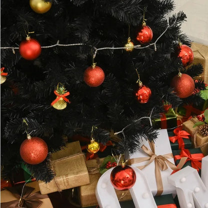 US Local 7 Ft Artificial Christmas Tree Unlit Douglas Fir With Realistic Branches And 1346 Tips, Black Halloween Style