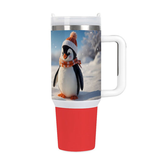 USA Local Large Capacity Car Cup Xmas Penguin_7 Red 40oz