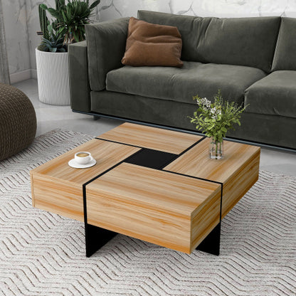 US Local Unique Design Coffee Table With 4 Hidden Storage Compartments