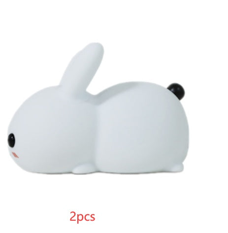 USA Local Colorful Rabbit Silicone Night Light Led Cute Charging Jade Rabbit Shooting Light
