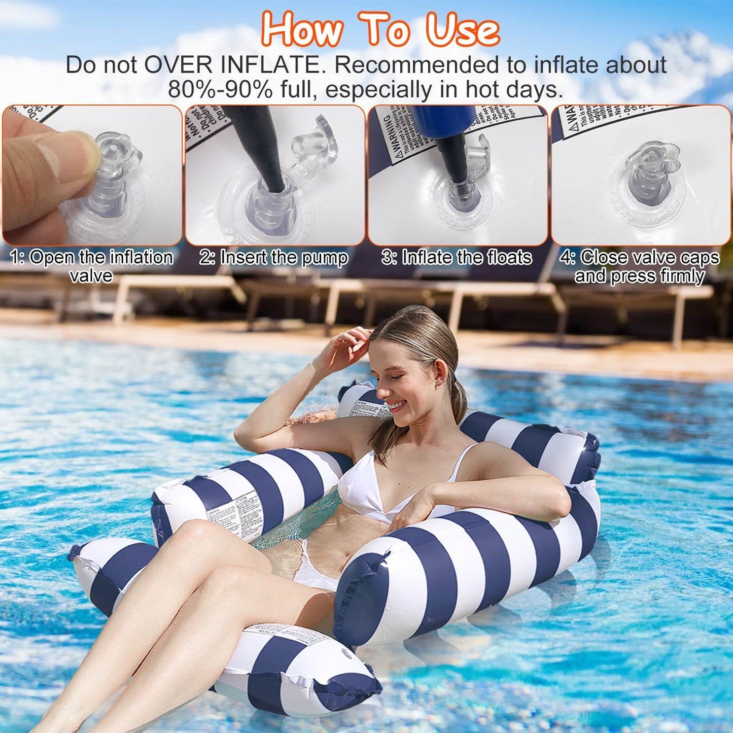 Set Of 3 Pack Inflatable Pool Floats 1 Drink & Snack Float 2 Water Hammocks With High Buoyancy Pillows Cooling Mesh