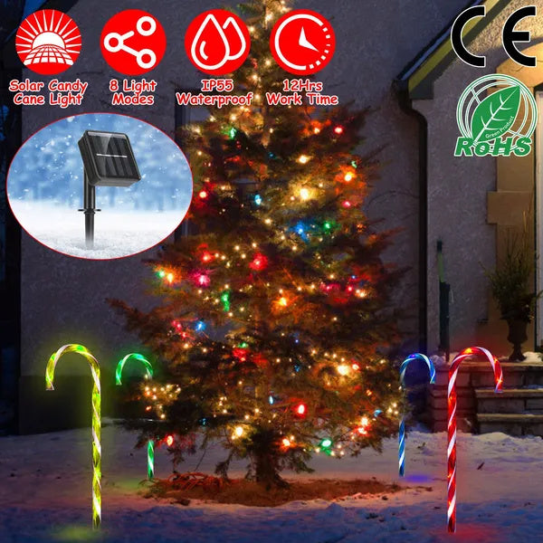 US Local Solar Christmas Candy Cane Light IP55 Waterproof Stake Light