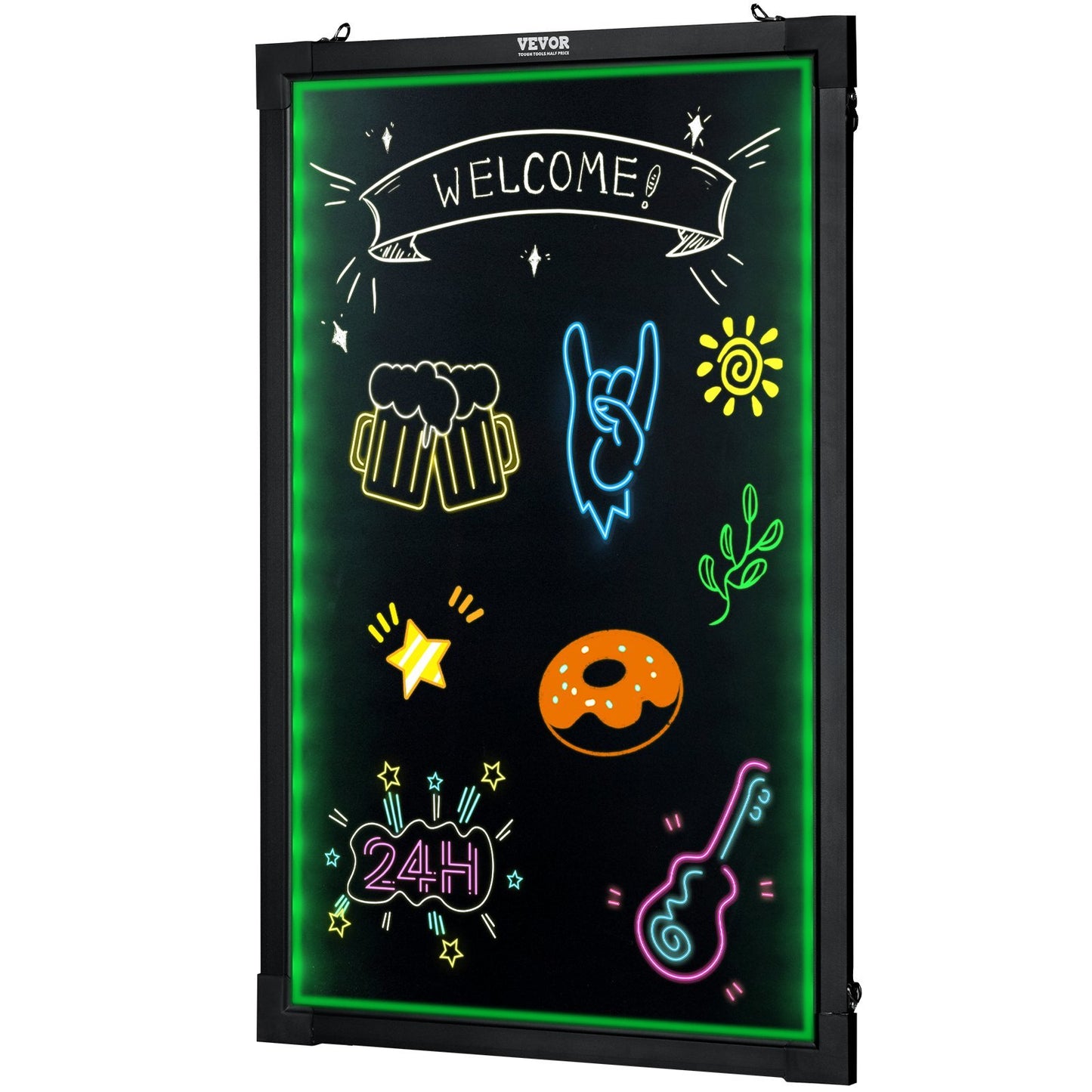 US Local VEVOR LED Message Writing Board, Illuminated Erasable Lighted Chalkboard, Neon Effect Menu Sign Board, Drawing Board With 8 Fluorescent Chalk Markers And Remote Tested To UL Standards