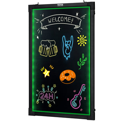 US Local VEVOR LED Message Writing Board, Illuminated Erasable Lighted Chalkboard, Neon Effect Menu Sign Board, Drawing Board With 8 Fluorescent Chalk Markers And Remote Tested To UL Standards