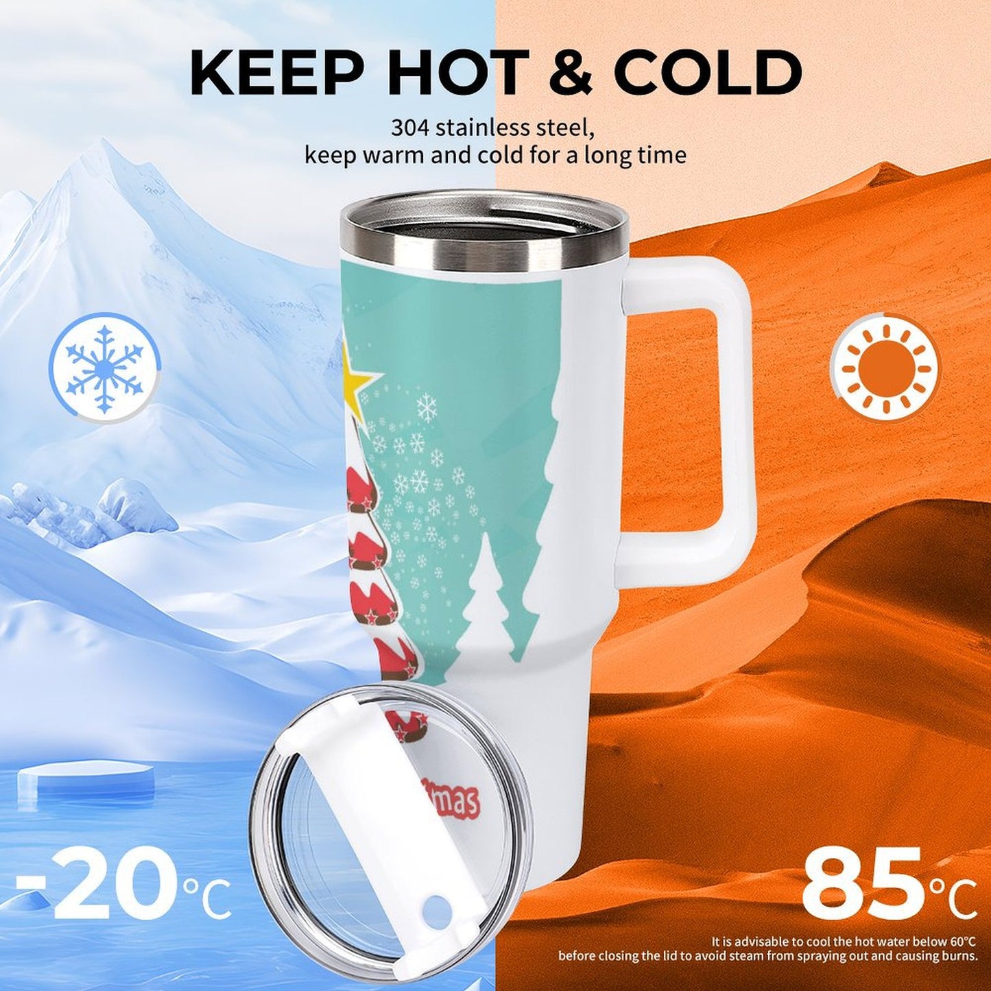 PHDT00343 POD US Local Tumbler 40 oz Large Capacity Car Cup Christmas, Snowman