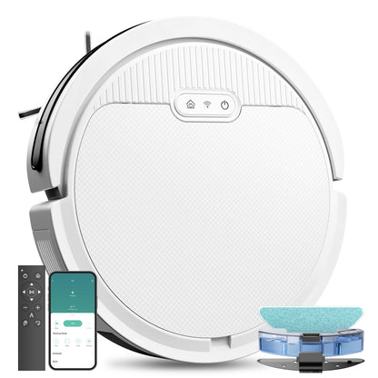 US Local Robot Vacuum And Mop, 3 In 1 Combo Cleaner For Home With Pet Hair And Hard Floor, 5000Pa Suction, 120 Mins Run Time,Self-Charging,Super Thin Body