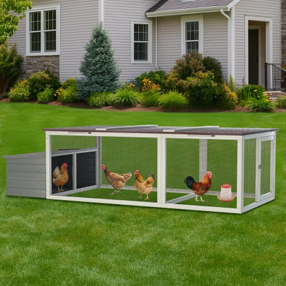US Local 20.93ft  Large Wooden Chicken Coop Outdoor Hen House With Nesting Box  Weatherproof Asphalt Roof Walk In Poultry Cage With Secure Locks Metal Mesh Run For  Farm Use